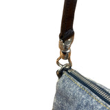 Christian Dior Vintage Denim Leather Trim  Saddle Pochette