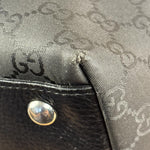 Gucci Black Leather Trim GG Canvas Abbey Zip Tote Bag