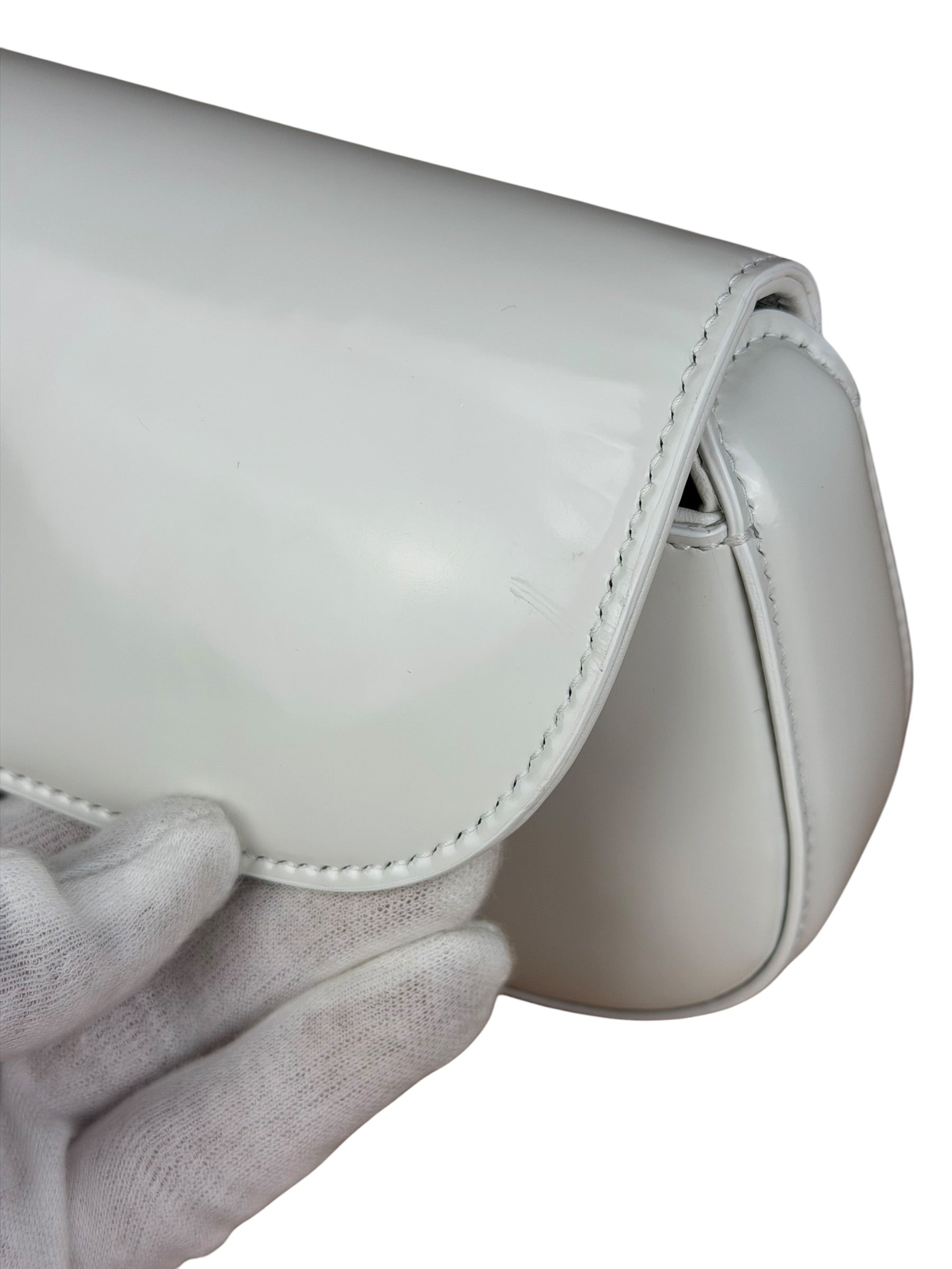 Gucci White Leather Bamboo Night Small Clutch/Pochette