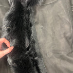 Vintage Black Fur Lined Suede Long Coat
