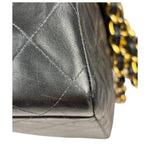 Chanel Black Quilted Leather Jumbo Flap Bag 1995