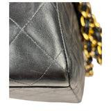 Chanel Black Quilted Leather Jumbo Flap Bag 1995