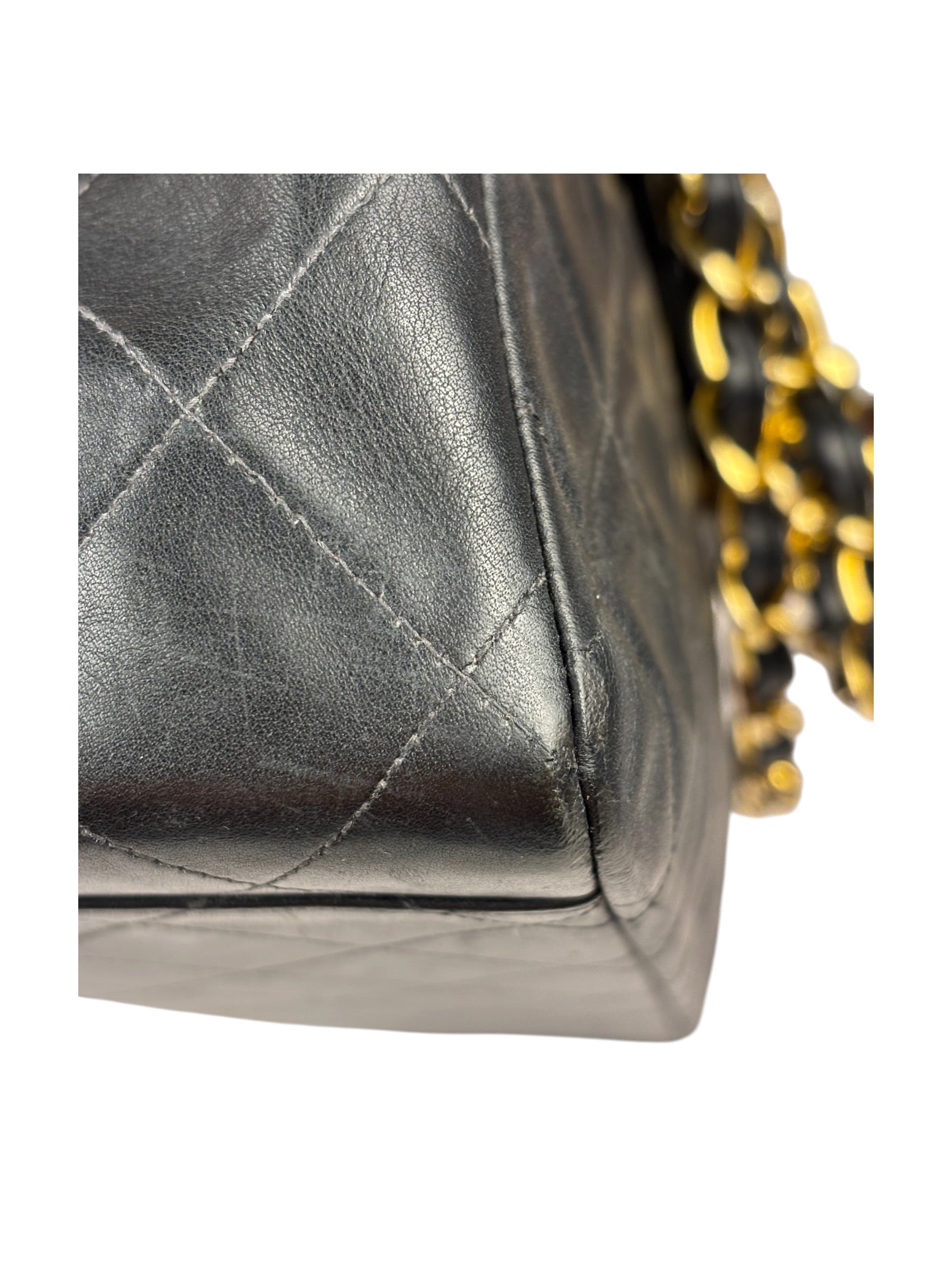 Chanel Black Quilted Leather Jumbo Flap Bag 1995