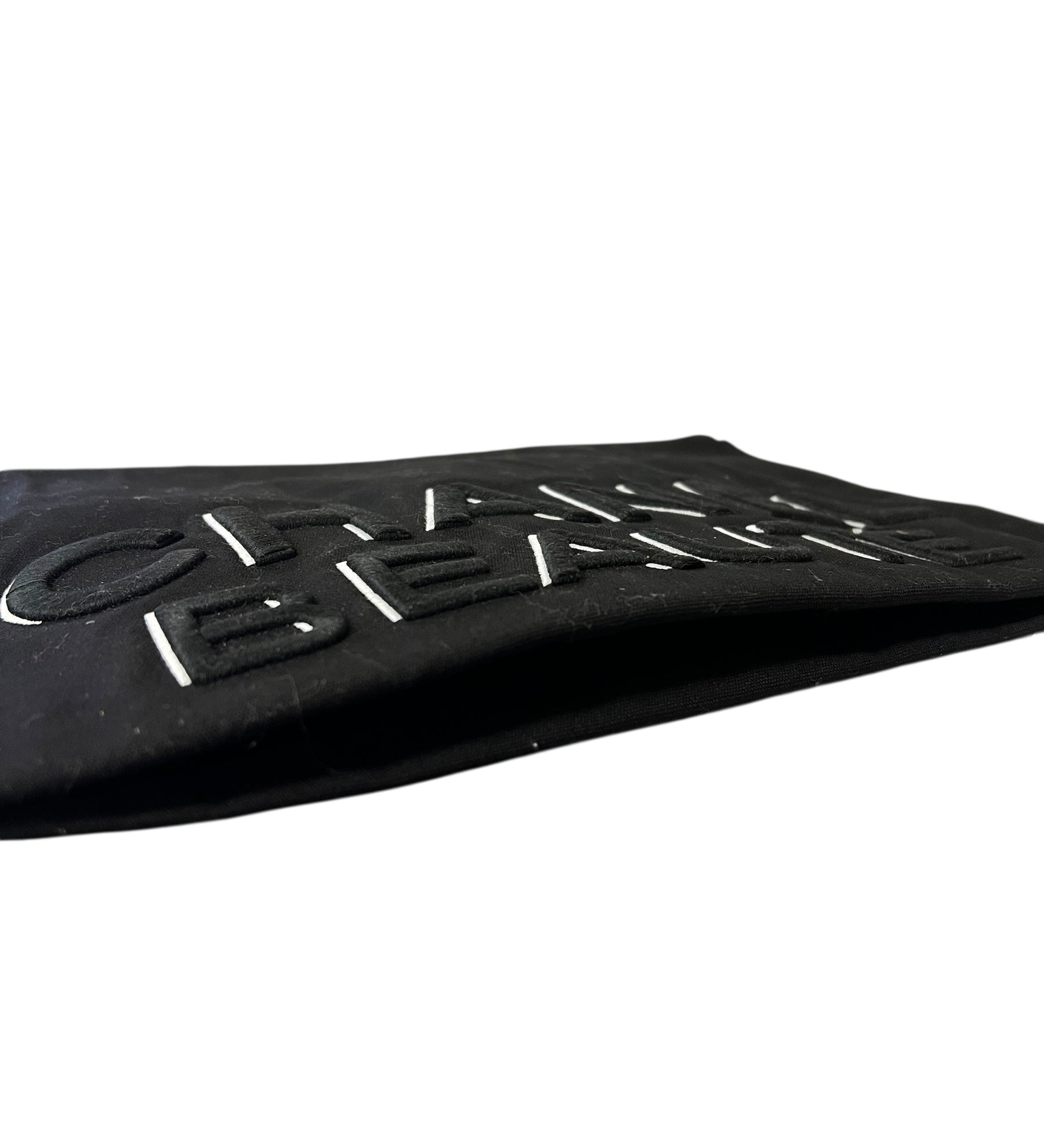 Chanel Beauty Black Canvas Spell-Out Zip Pouch