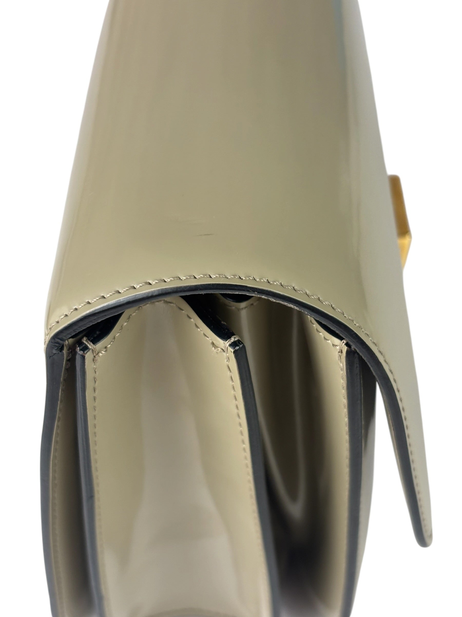 Celine Light Beige Patent Leather Classic Box Shoulder Bag