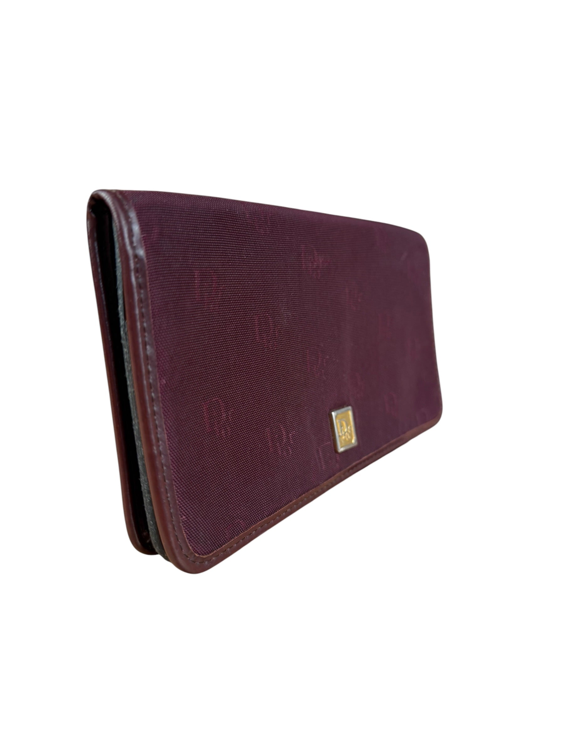 Christian Dior Vintage Canvas Maroon Long Wallet