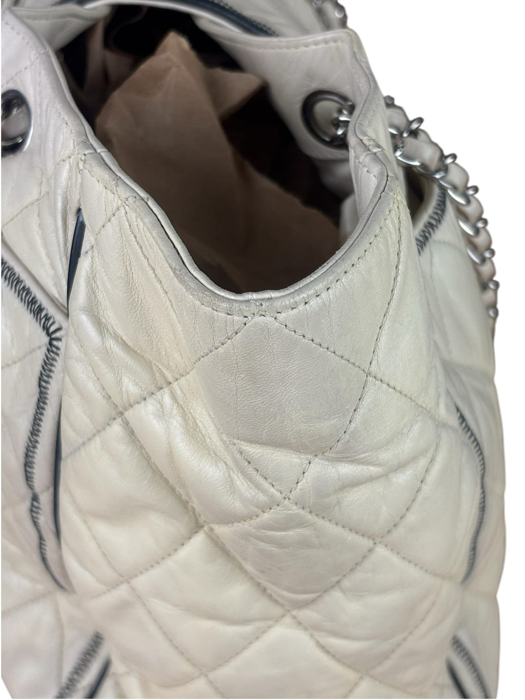 Chanel Cream Quilted Lambskin East/West Reissue Tote 2008