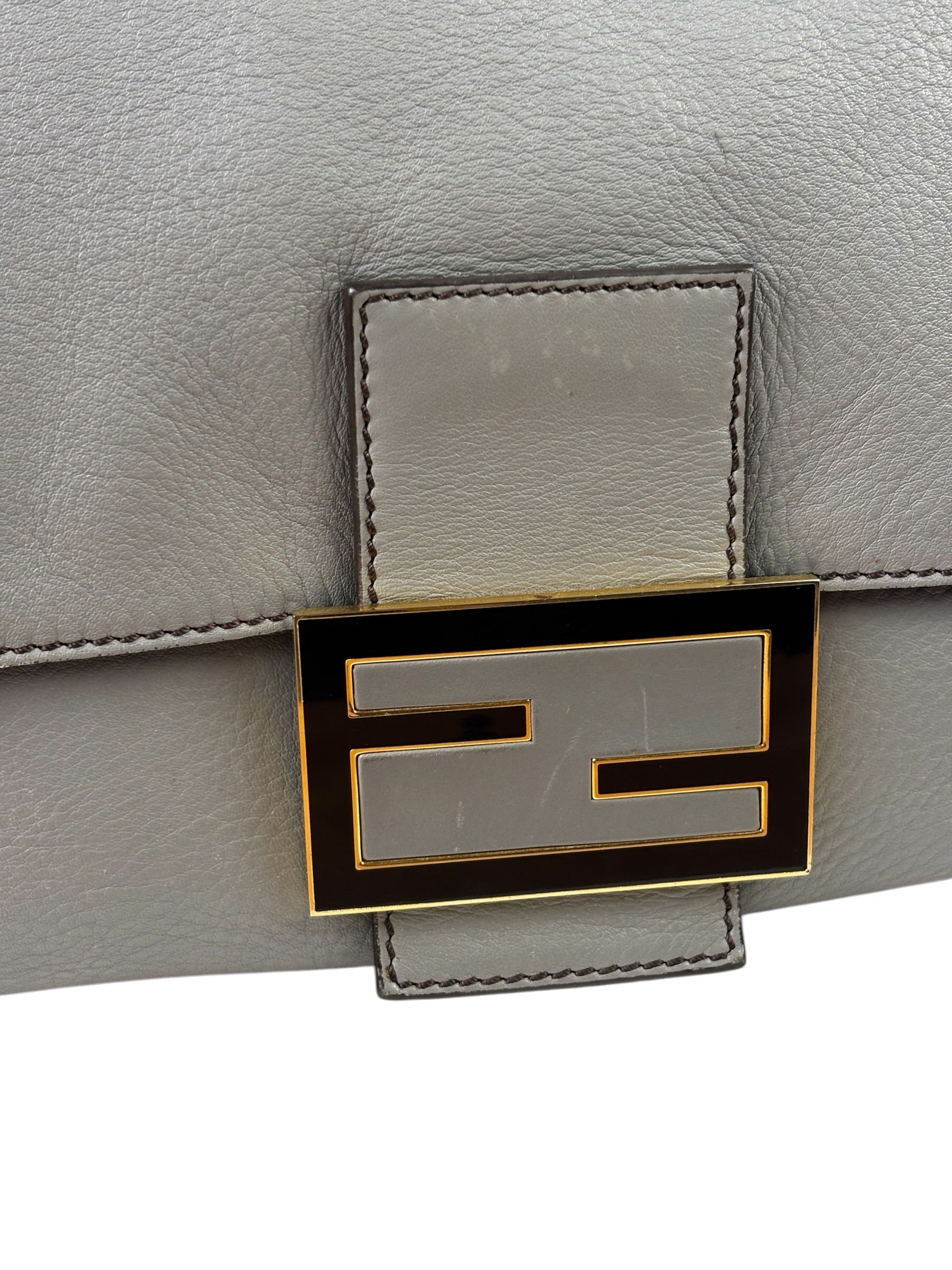 Fendi Grey Leather Flap Bag