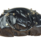 Gucci Black Patent Vintage Dialux Pop Bamboo 2Way Handbag