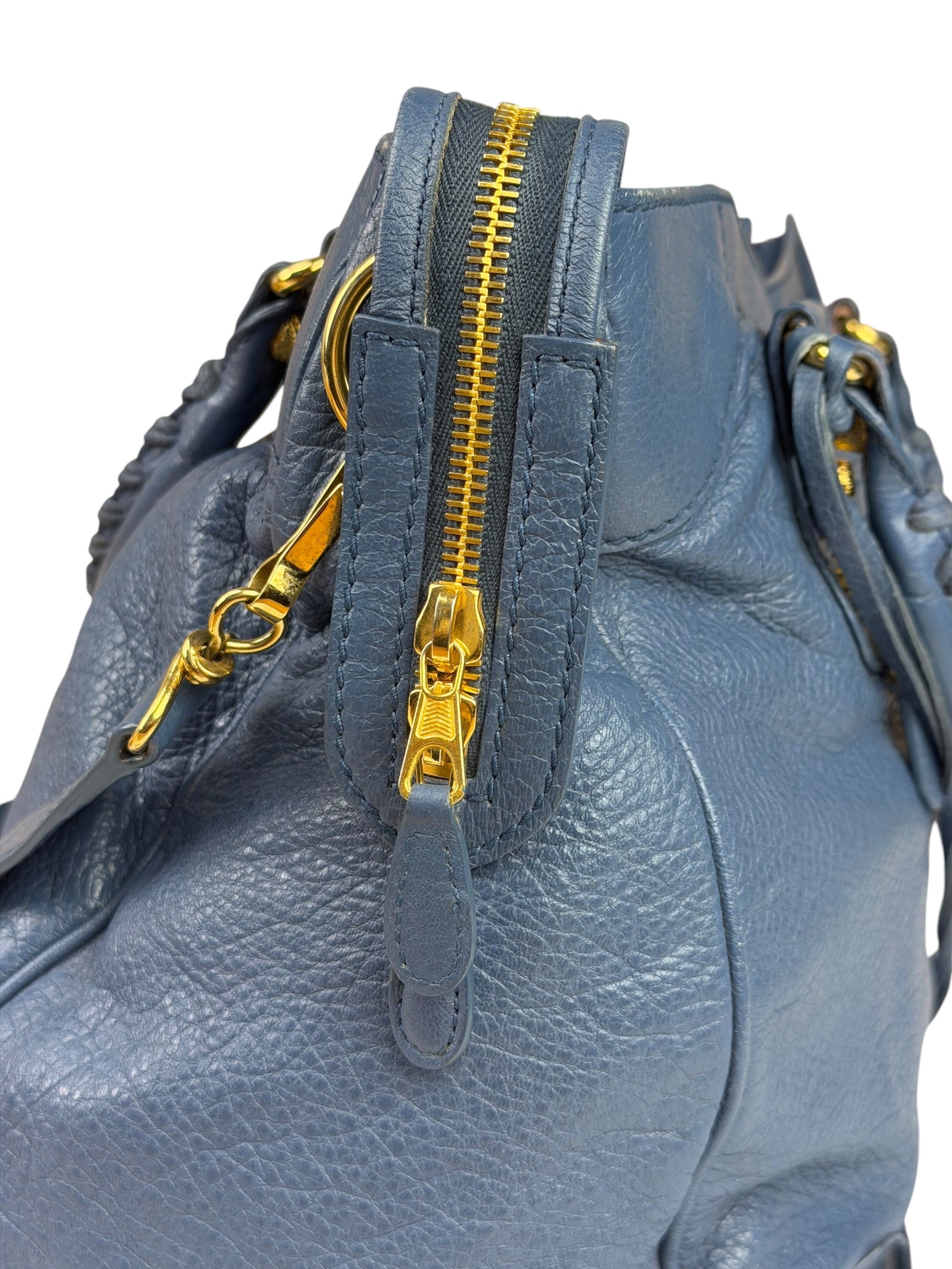 Balenciaga Mist Blue Leather Sunday City Bag