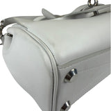 Balenciaga White Leather Bel Air Carry All Handbag