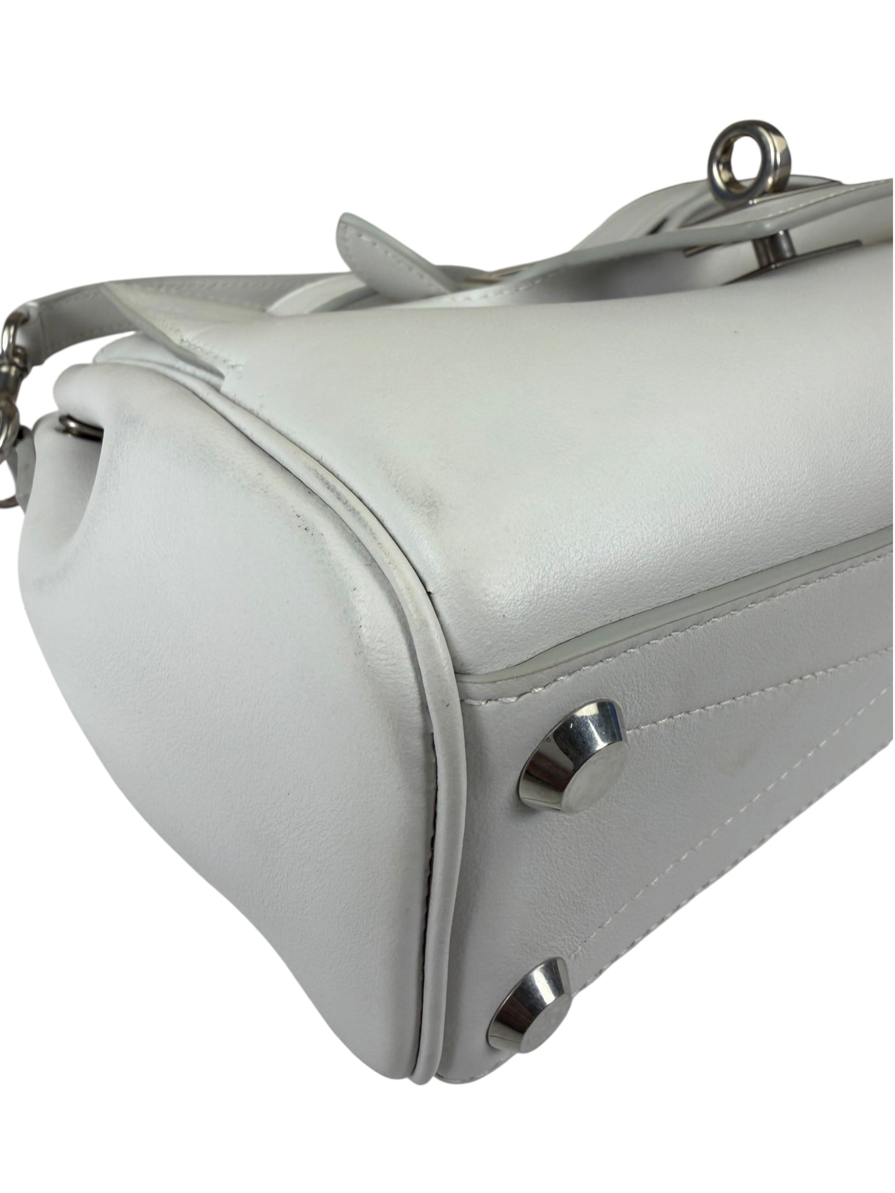 Balenciaga White Leather Bel Air Carry All Handbag