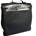 Hermes Black Toile Herbag 39 Handbag