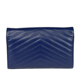 YSL Navy Blue Chevron Leather Cassandre Envelope Wallet On Chain