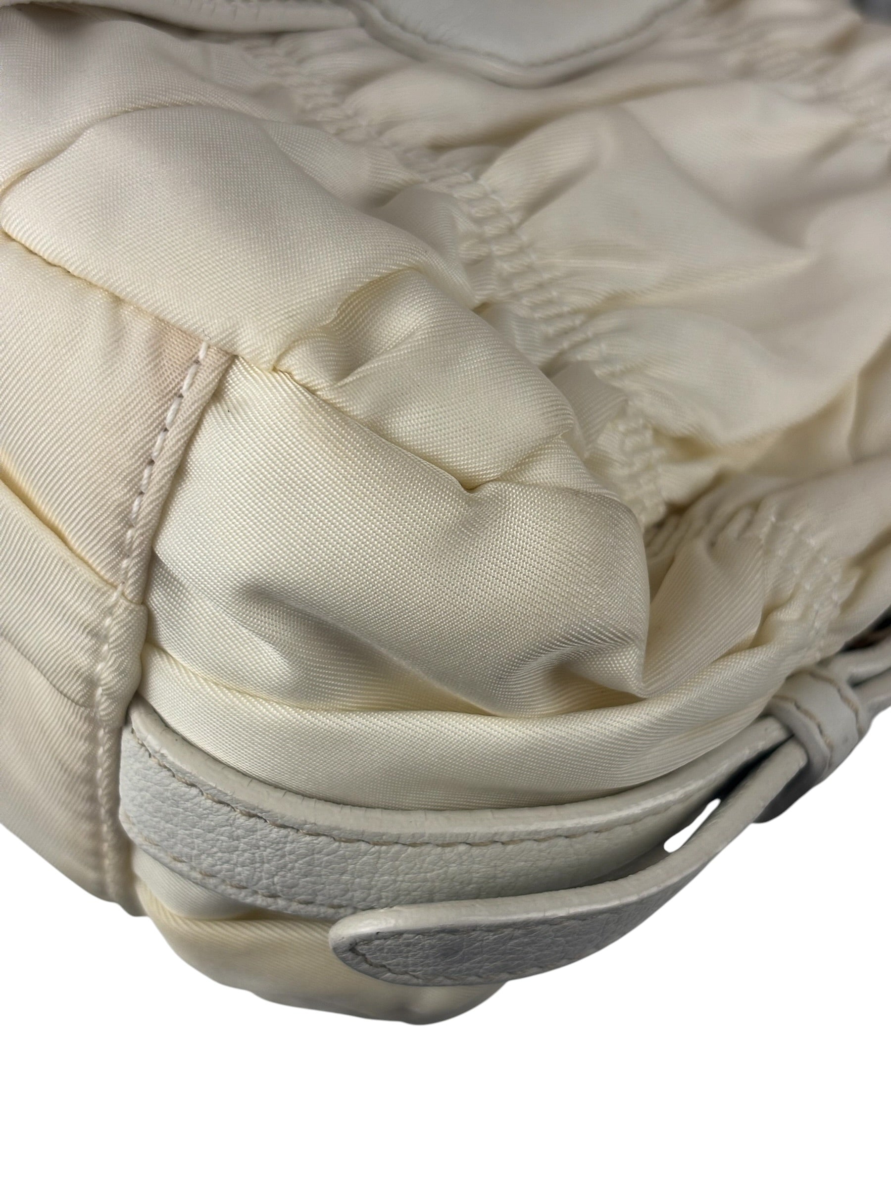 Prada Y2K Ivory Gaufre Nylon Woven Leather 2Way Mini Handbag