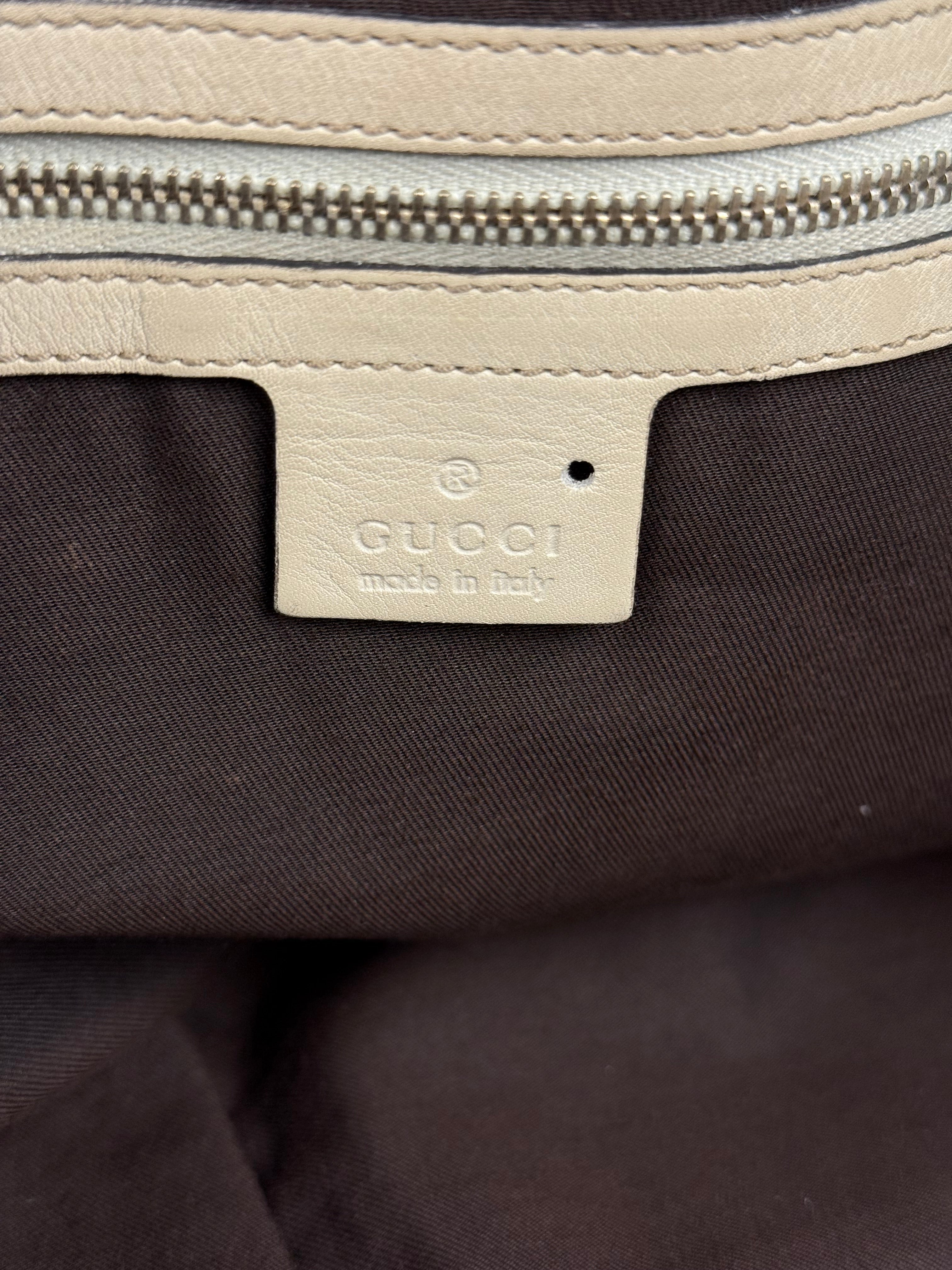 Gucci Britt Leather Tote Beige