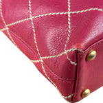 Chanel Vintage Pink Leather Wild Stitch Surpique Tote Bag