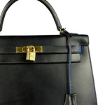 Hermes Kelly 32 Black Box Leather 1991
