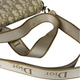 Christian Dior Beige Leather Trim Trotter Floral Embroidered Flap Bag