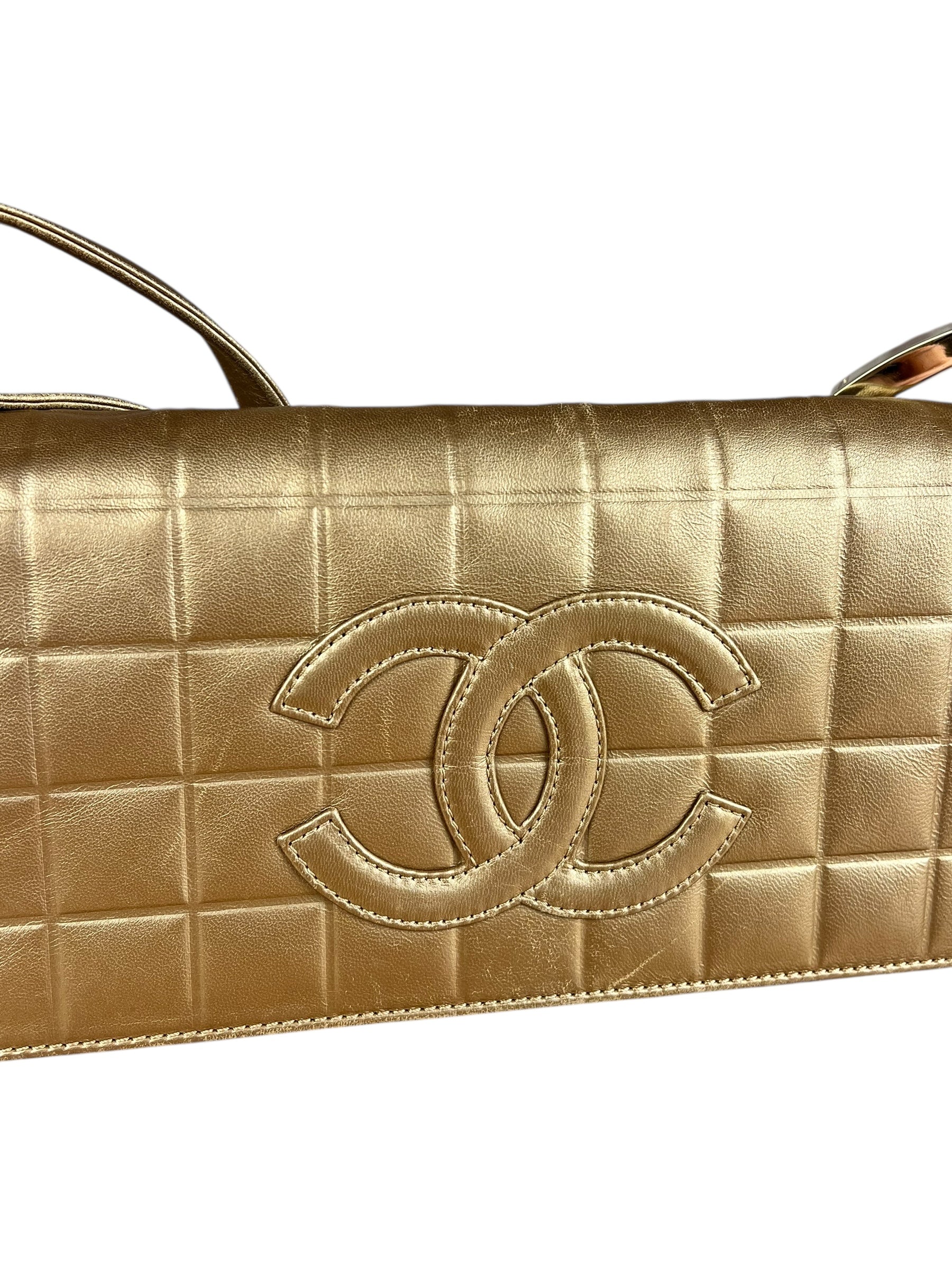 Chanel Gold Leather East West Shoulder Bag 2001