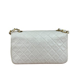 Chanel White Quilted Leather CC Flap Shoulder Bag 2013