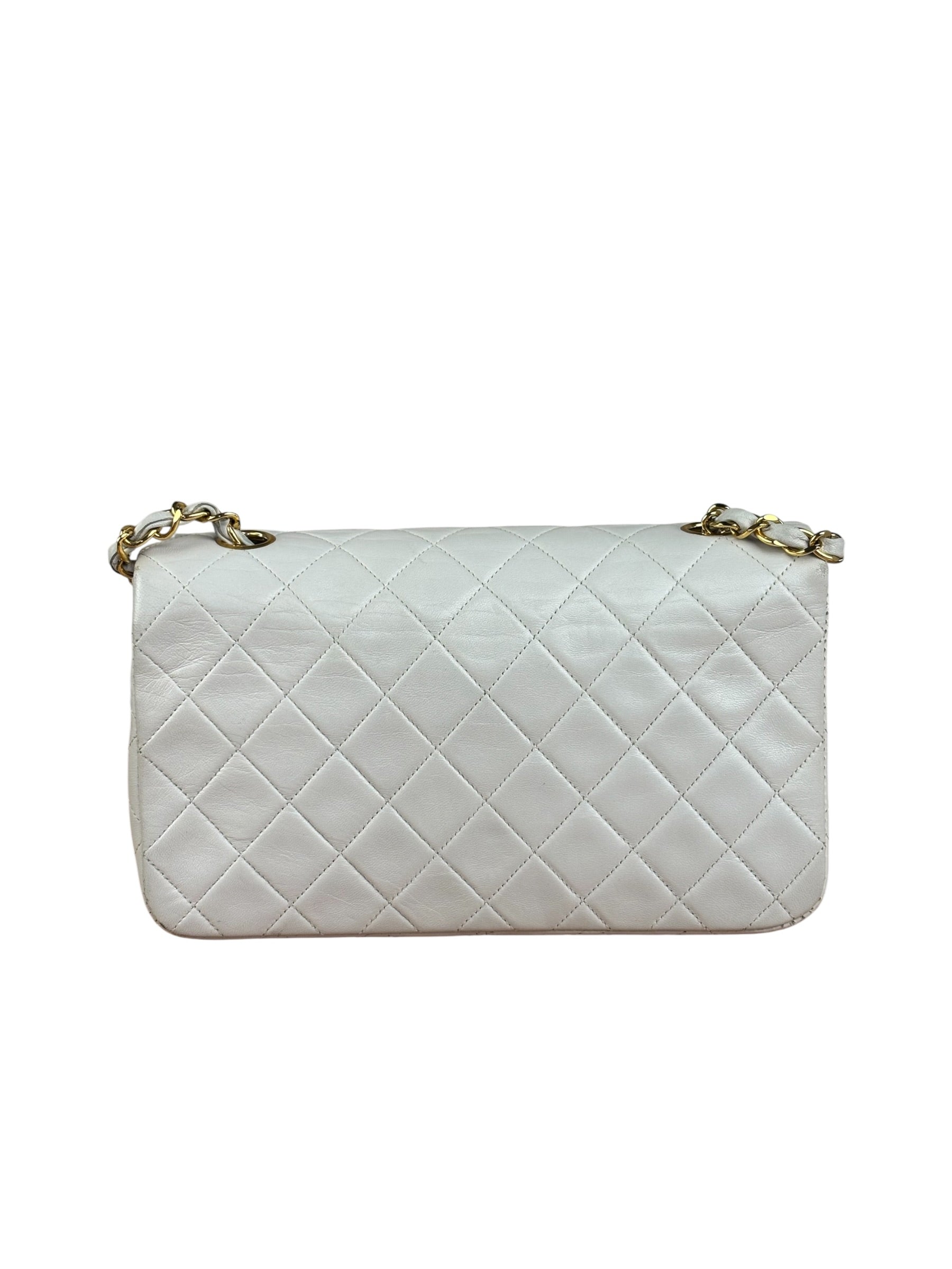 Chanel White Quilted Leather CC Flap Shoulder Bag 2013