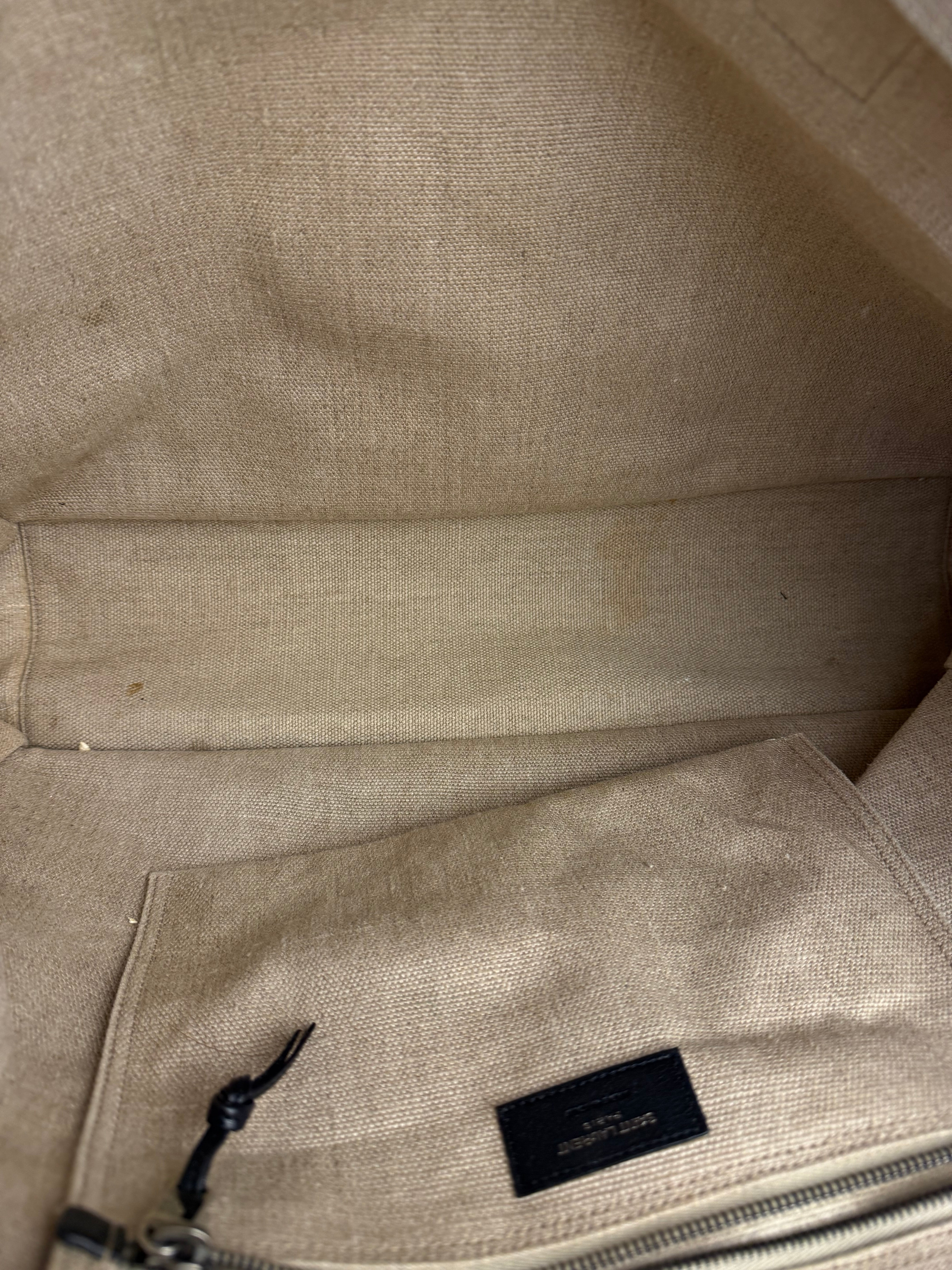 Saint Laurent Beige Canvas Rive Gauche Tote Bag