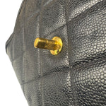 Chanel Black Quilted Caviar Kelly Top Handle Bag 90s