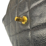 Chanel Black Quilted Caviar Kelly Top Handle Bag 90s