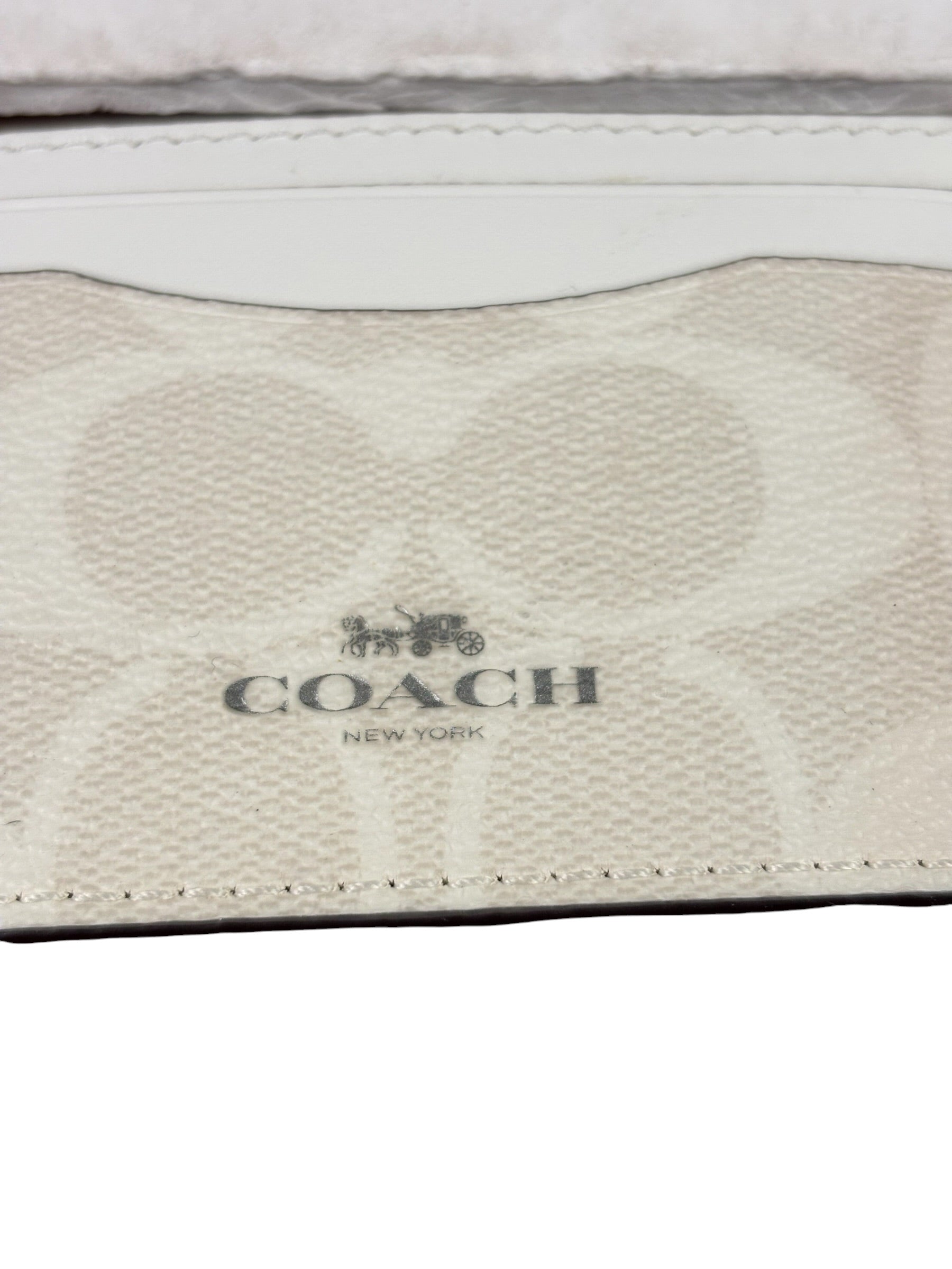 Coach Signature Canvas Card Case White