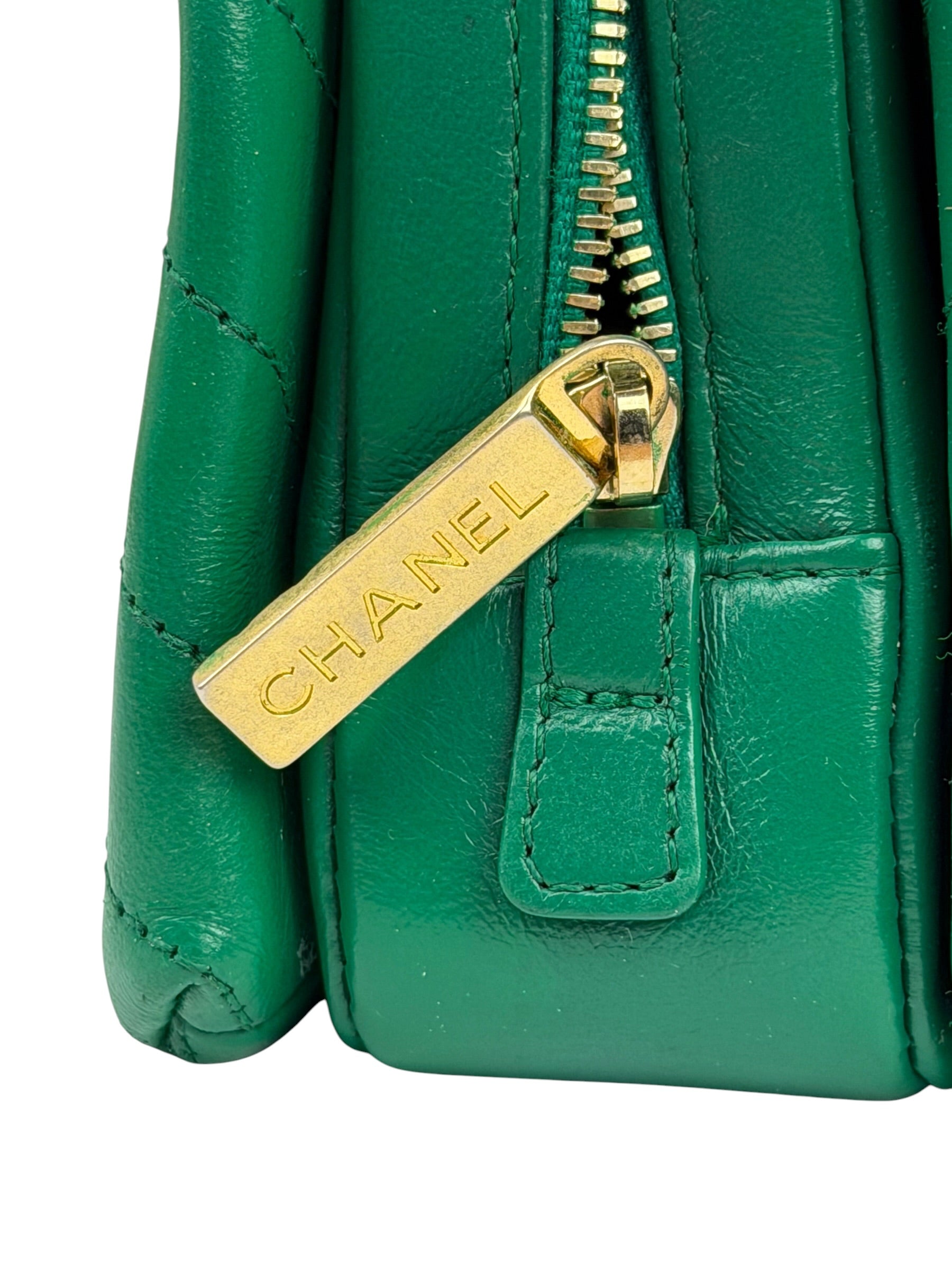 Chanel Green Lambskin Shoulder Bag 2018