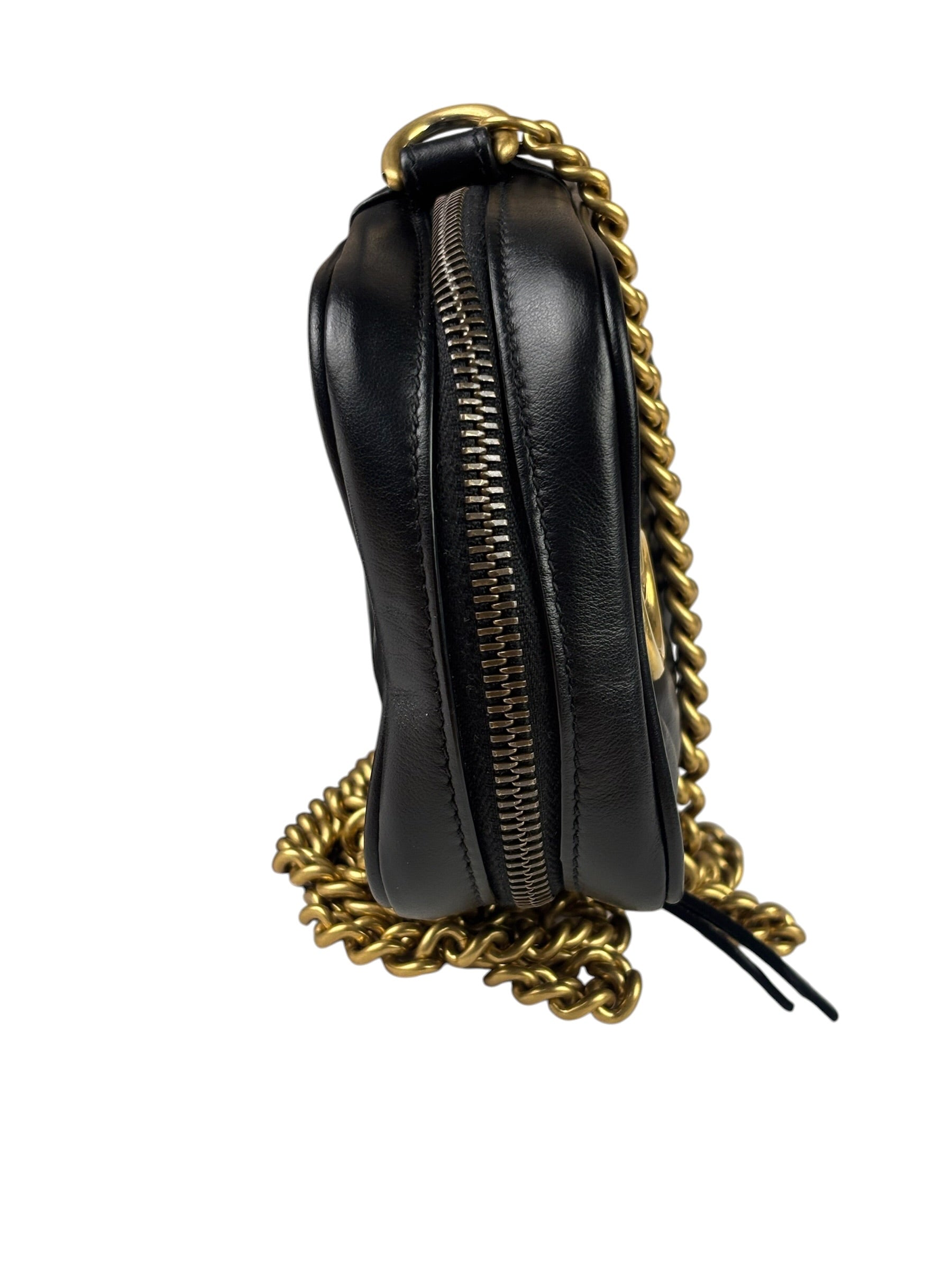Gucci Black Leather Vertical Marmont Phone Crossbody Bag