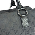 Gucci Black Leather Trim GG Top Handle Bag