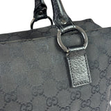 Gucci Black Leather Trim GG Top Handle Bag