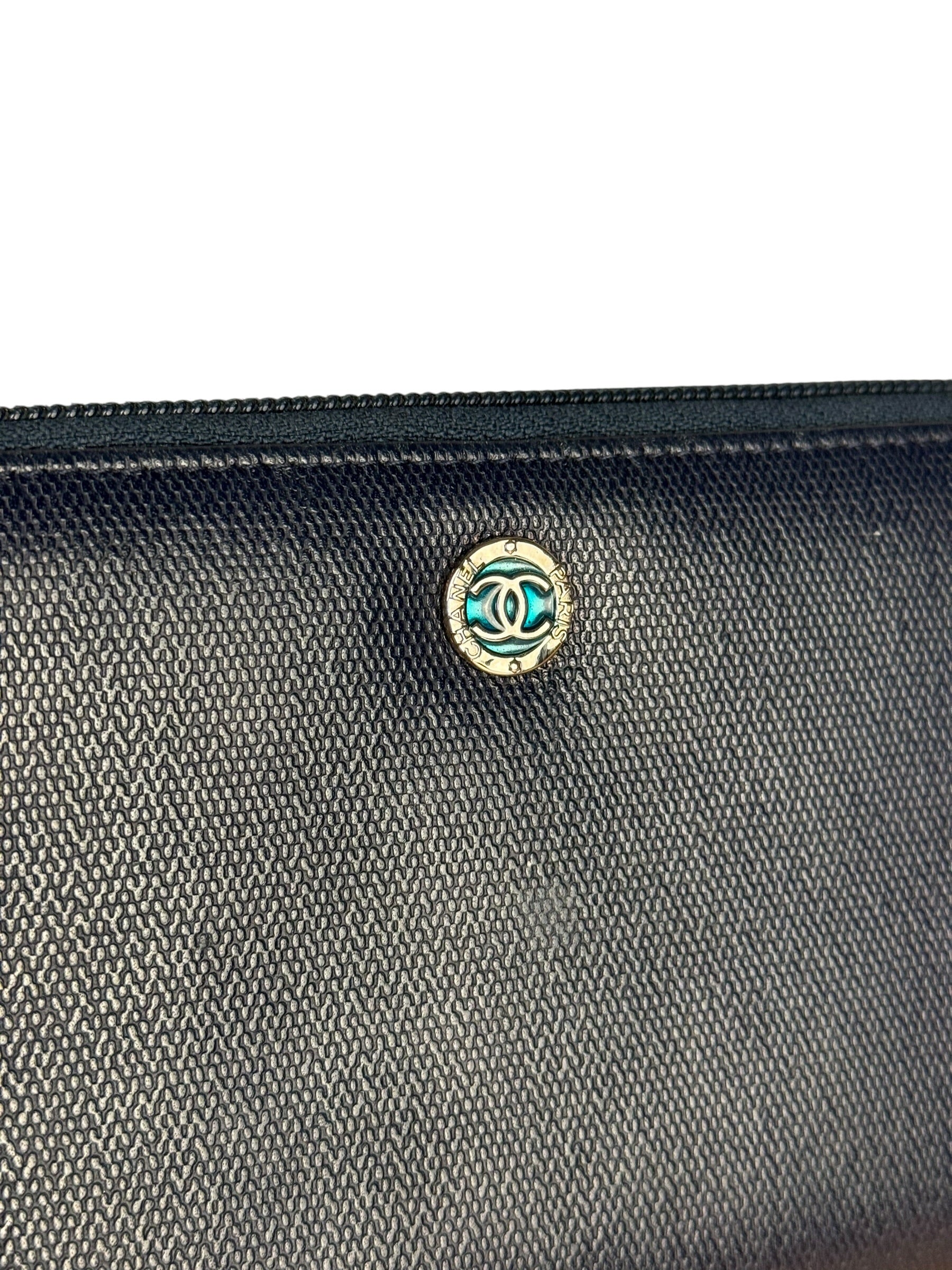 Chanel Navy Blue Long Zip Wallet