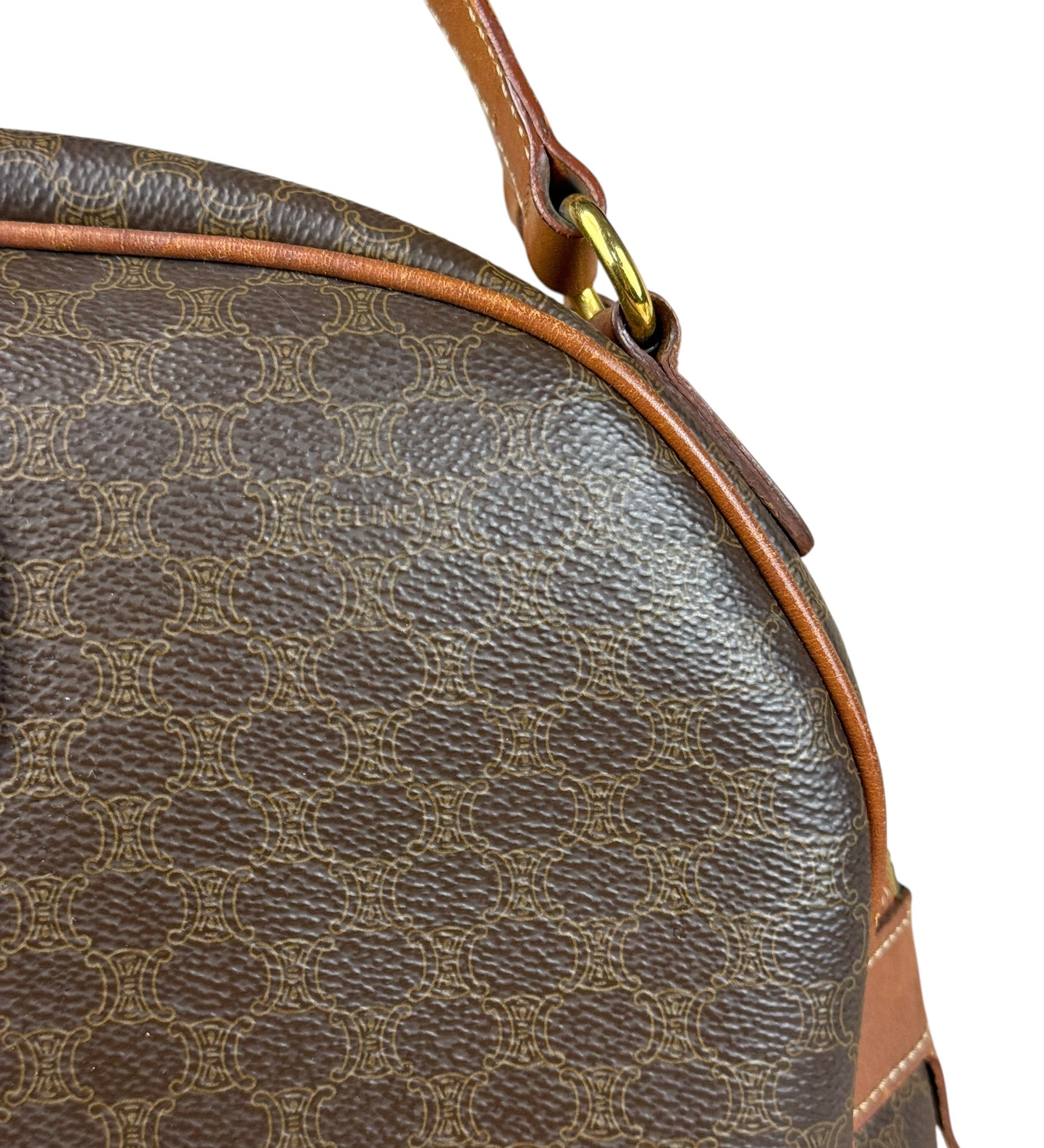 Celine Vintage Leather Macadam Dome Hand Bag