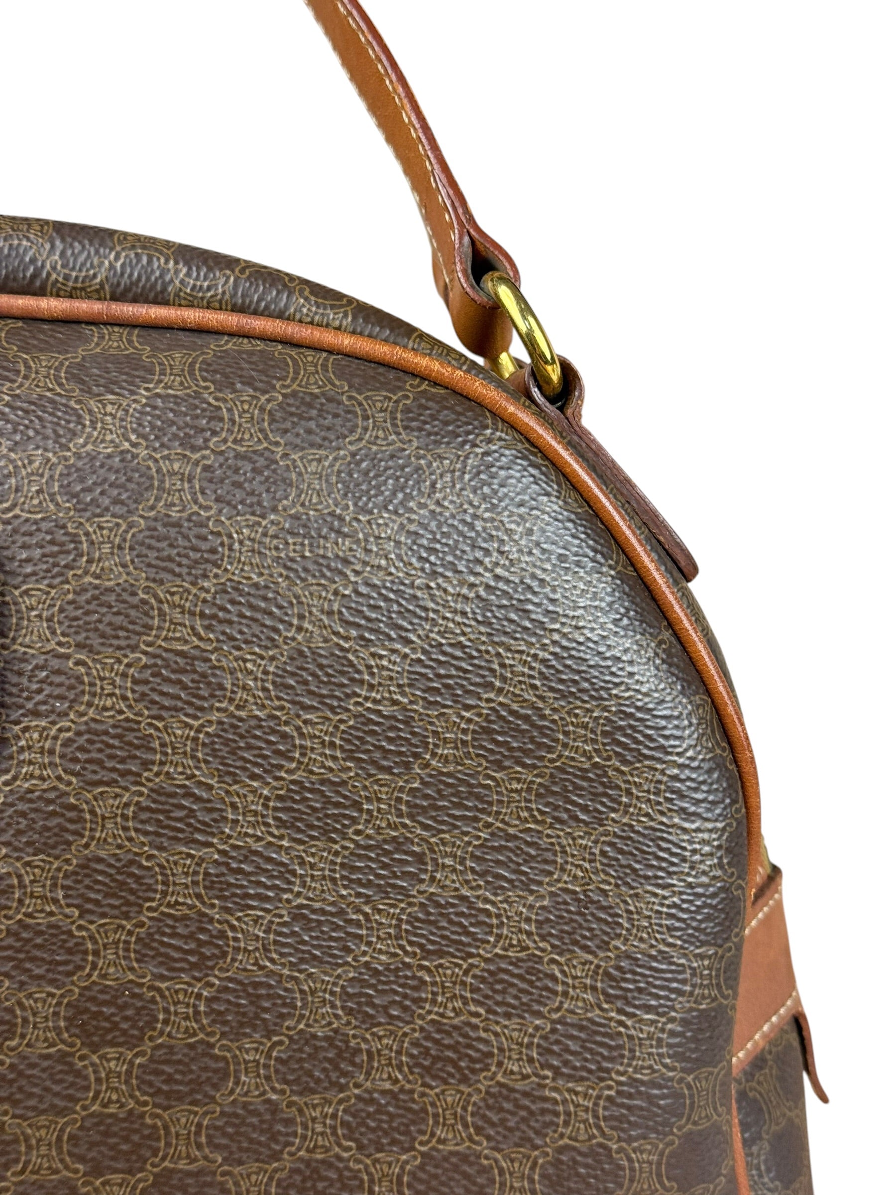 Celine Vintage Leather Macadam Dome Hand Bag