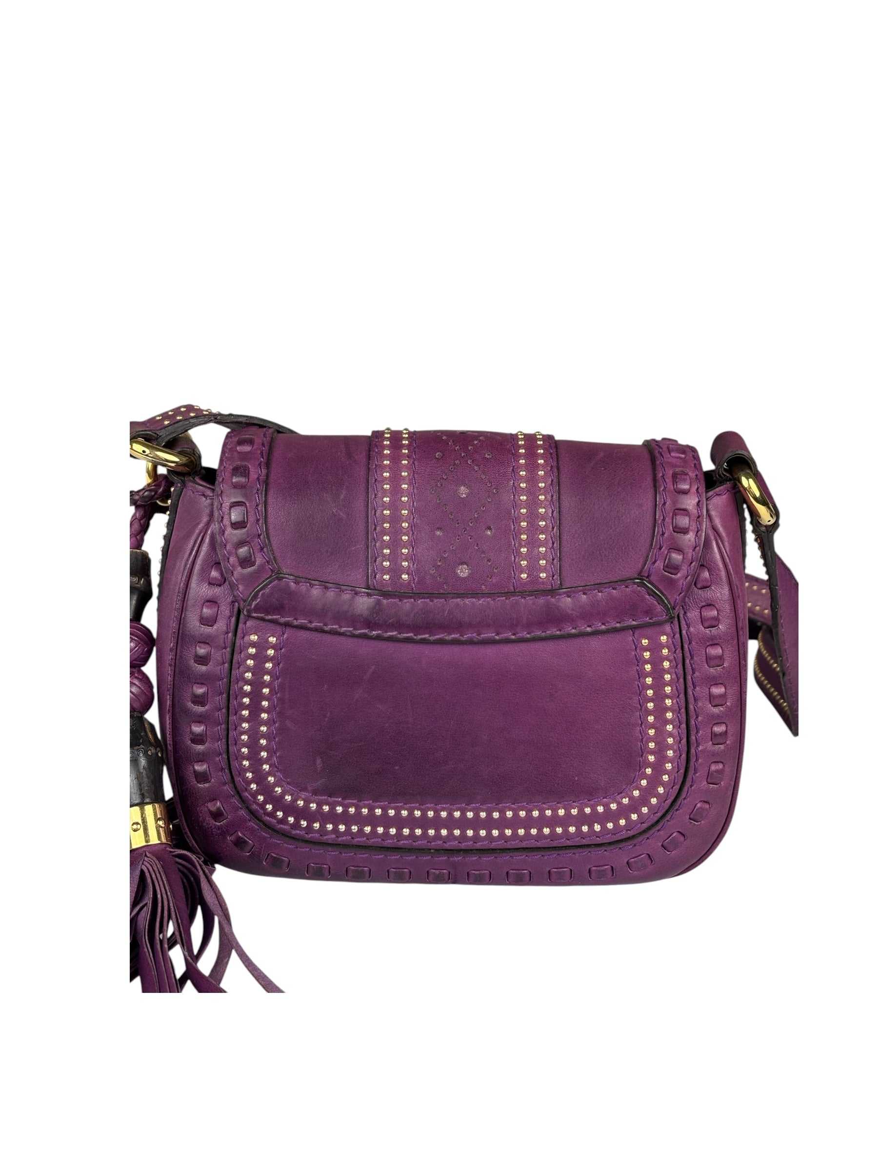 Gucci Vintage Purple Leather Small Snaffle Bit Shoulder Bag