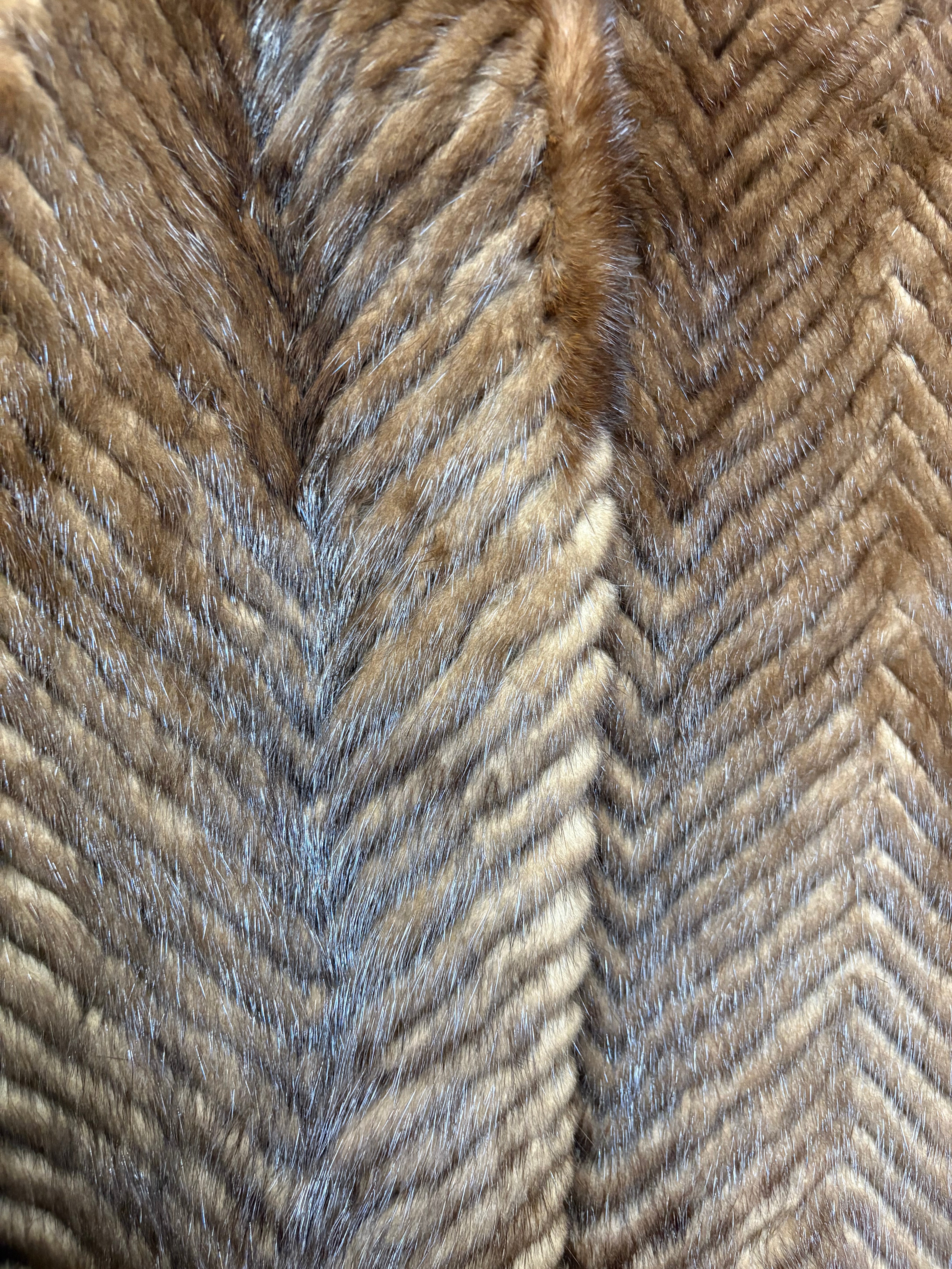 Vintage Brown Chevron Mink Fur Coat