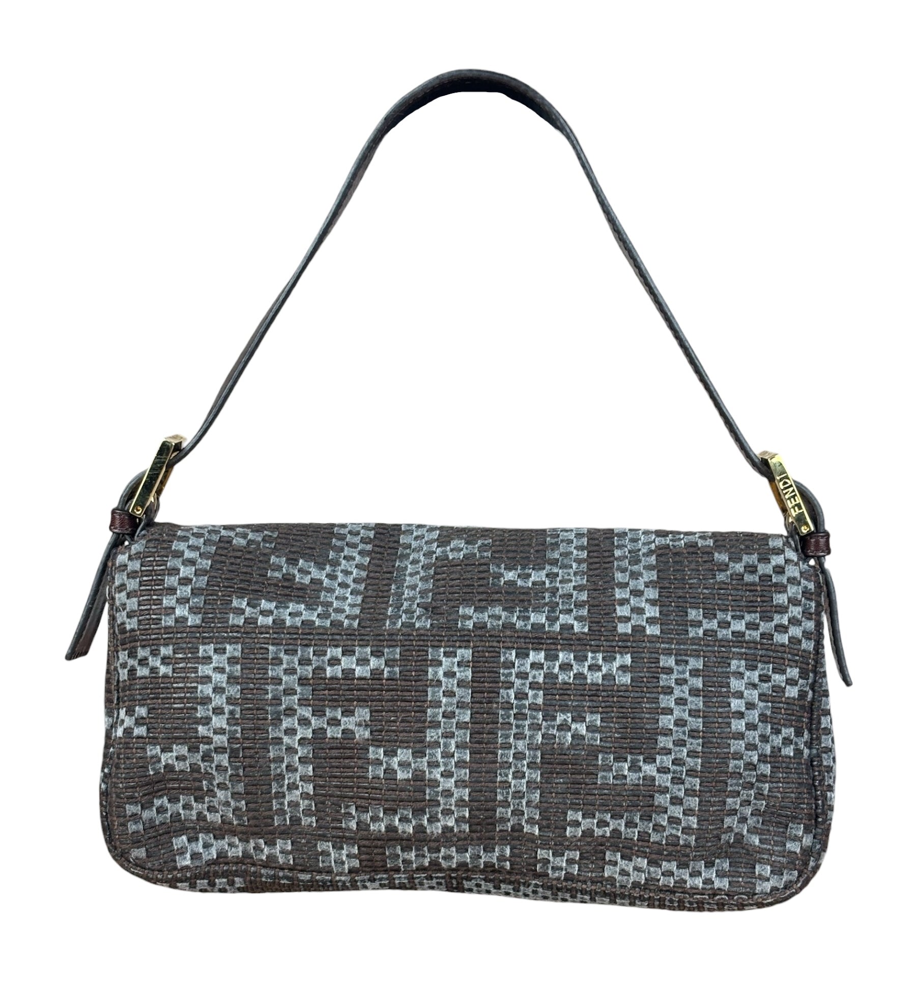 Fendi Vintage Brown/Grey Woven Baguette