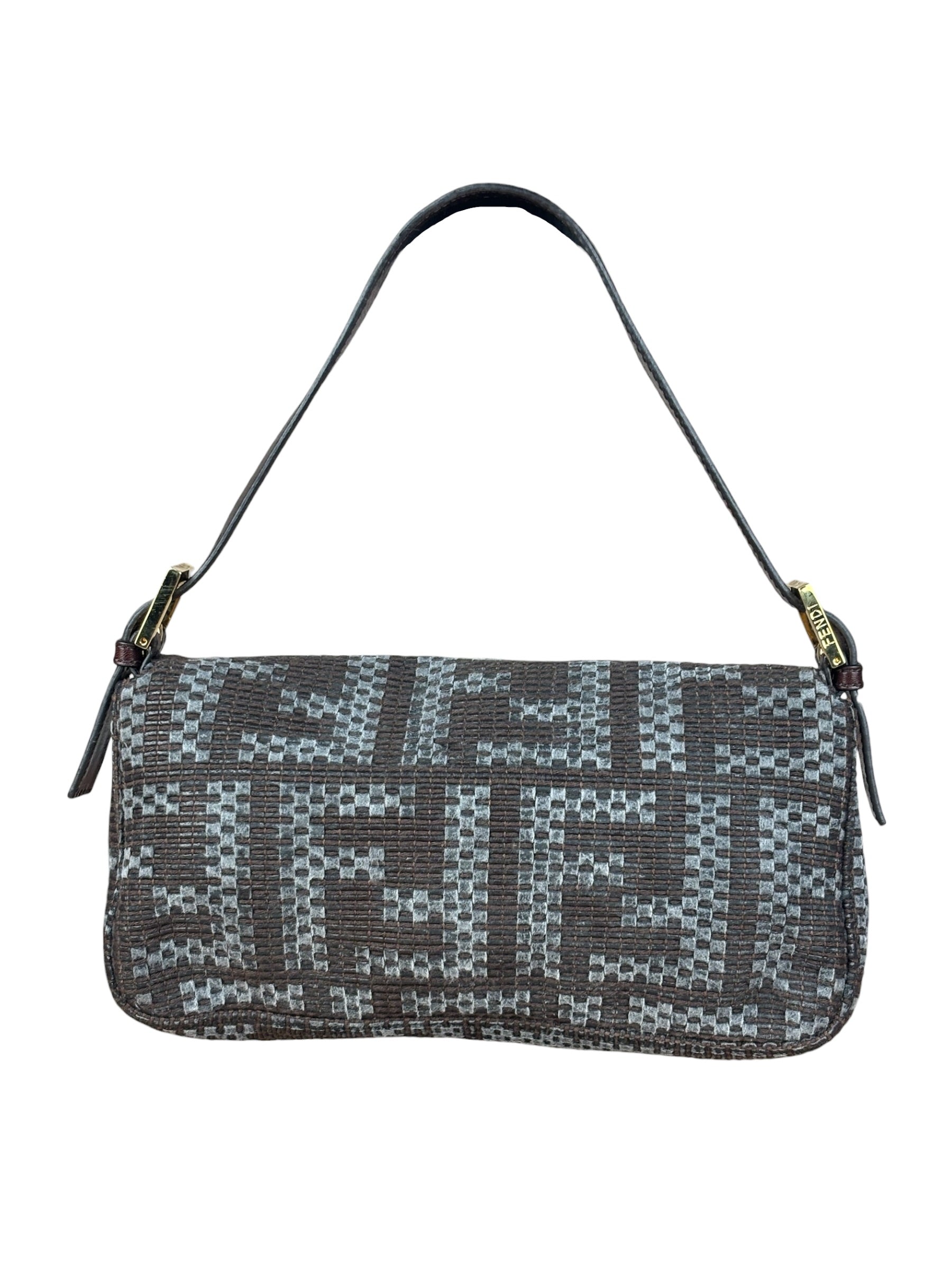 Fendi Vintage Brown/Grey Woven Baguette