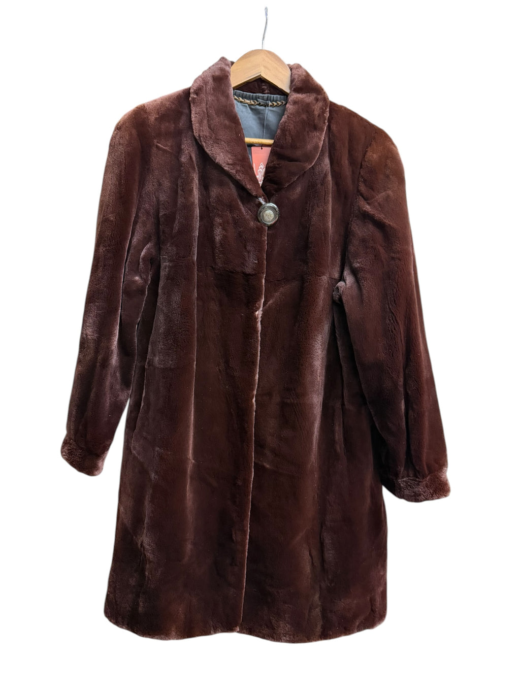 Vintage Saga Brown Ranched Mink Fur Long Coat