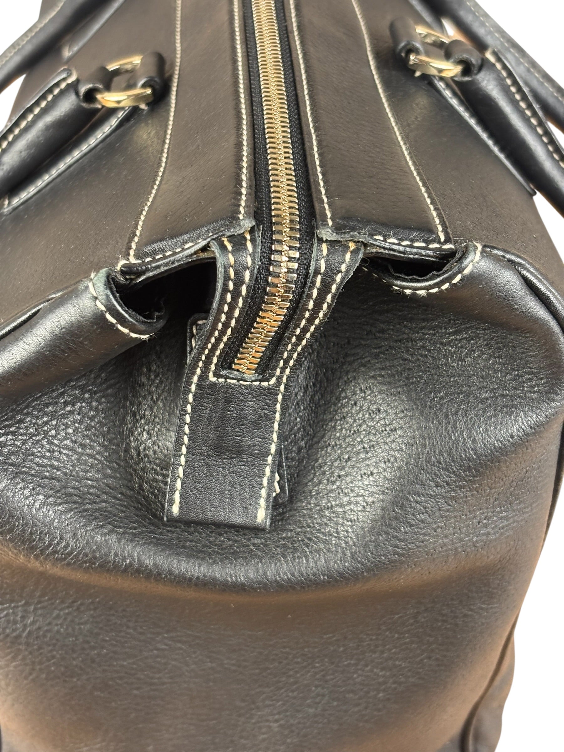 Salvatore Ferragamo Vintage Black Pebbled Leather Tote Bag
