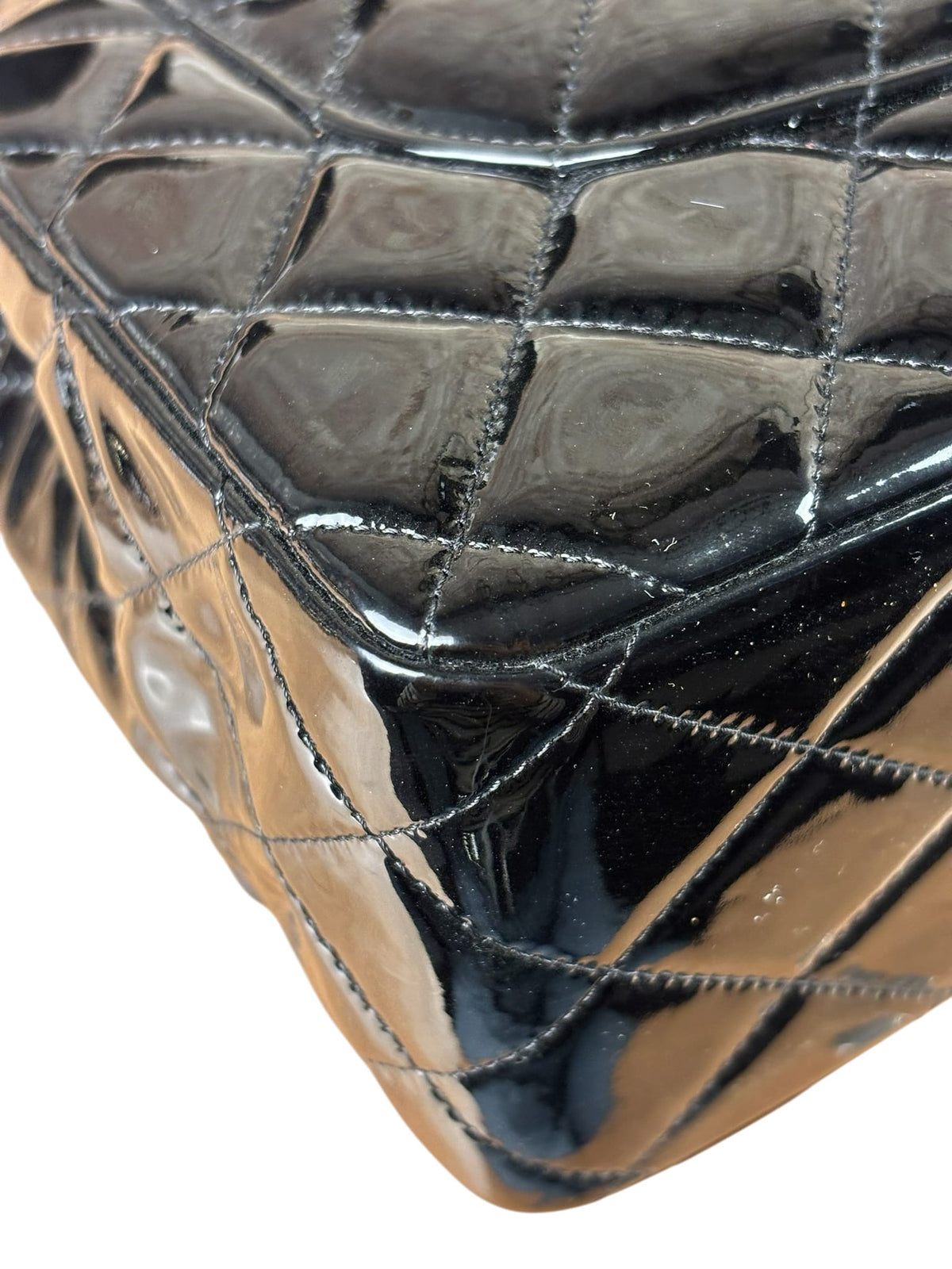 Chanel Black Patent Leather Jumbo Double Flap 2013
