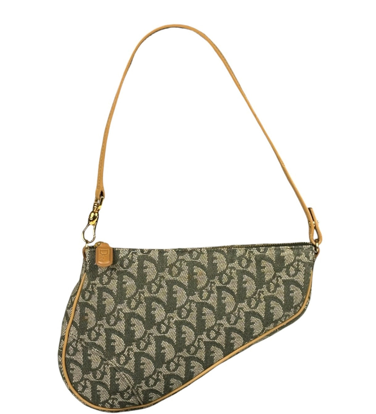 Christian Dior Vintage Green Trotter Saddle Pochette