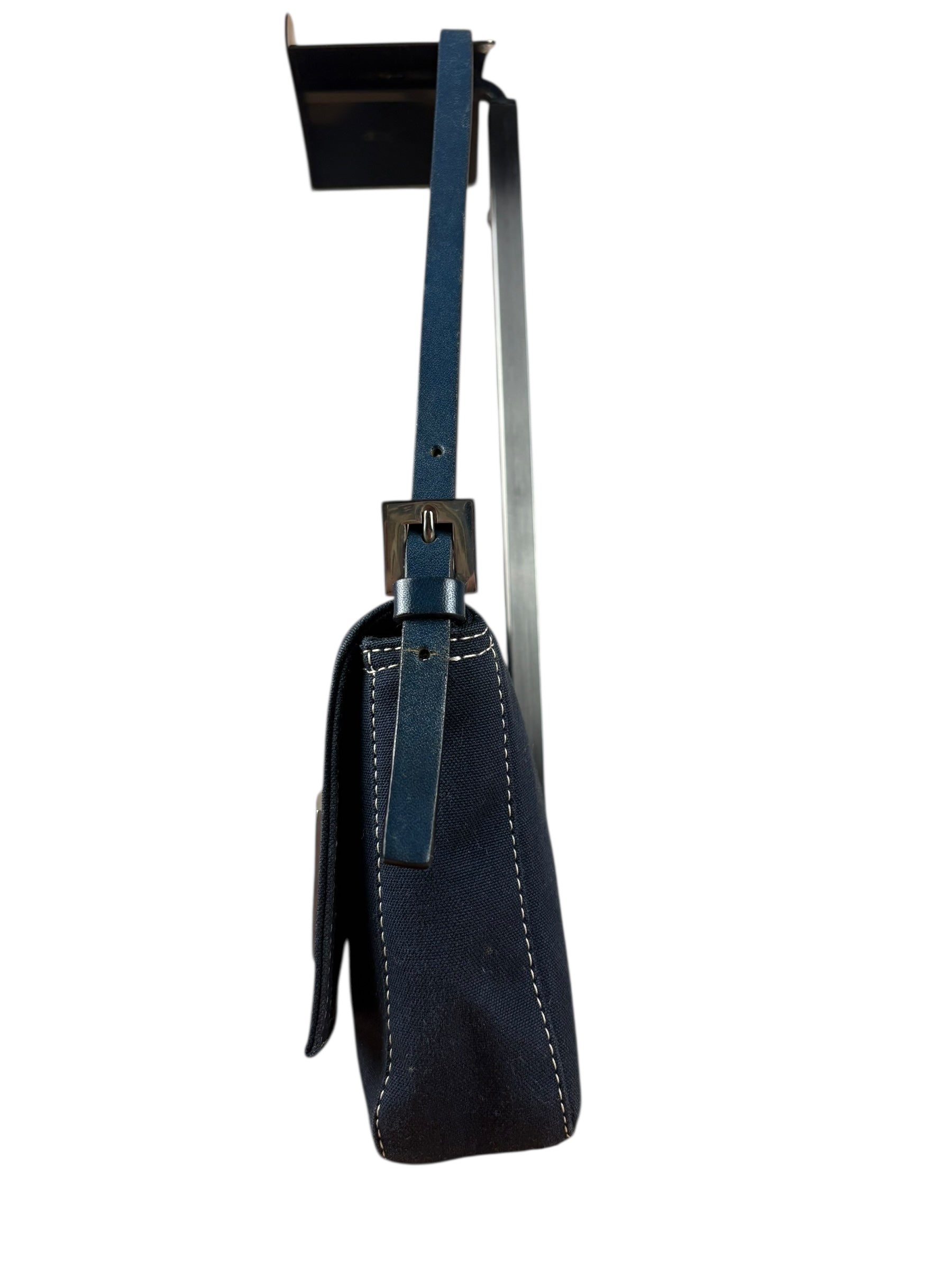 Fendi Denim Canvas Wave Buckle Pochette