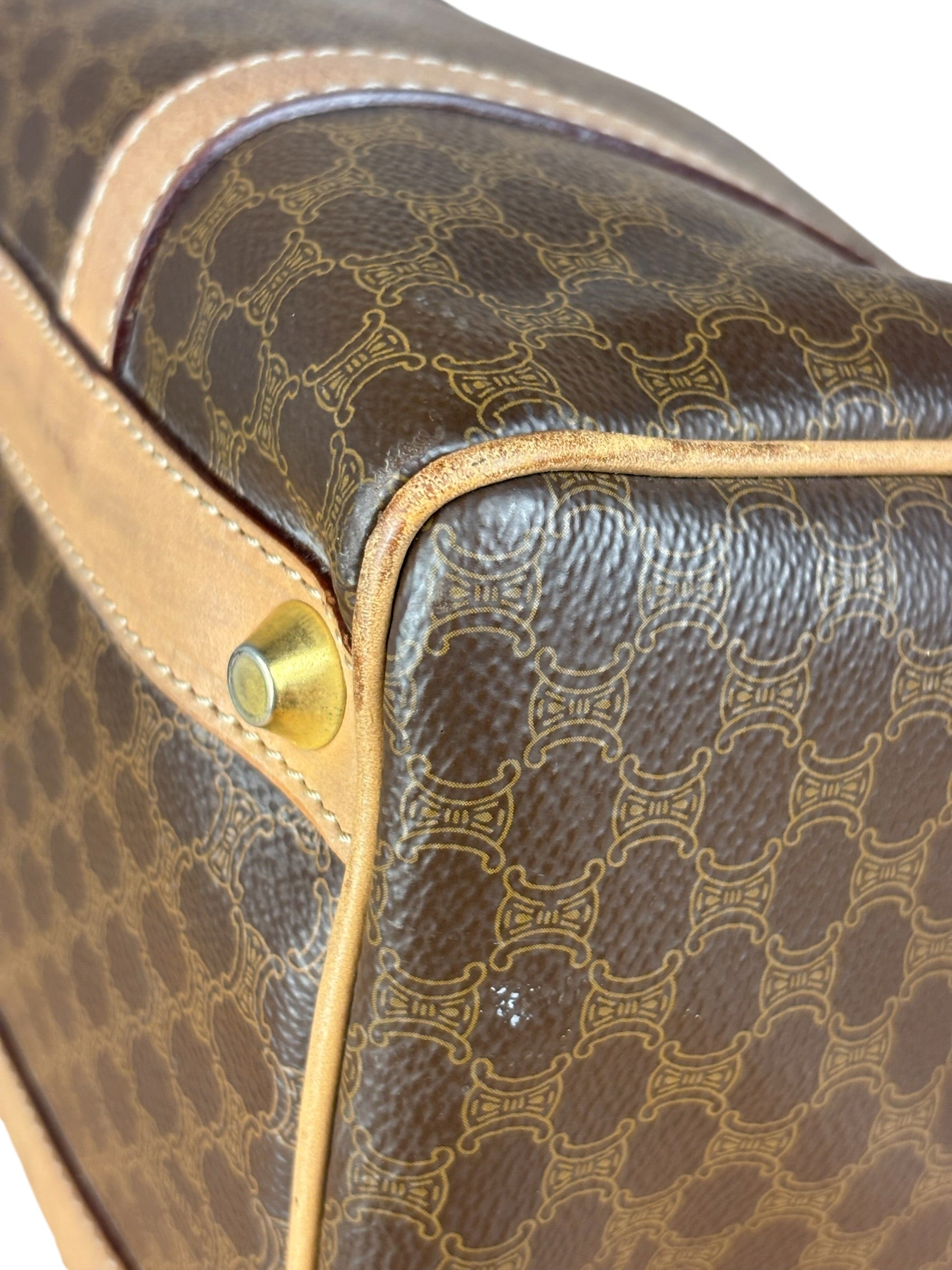 Celine Brown Leather Boston Handbag