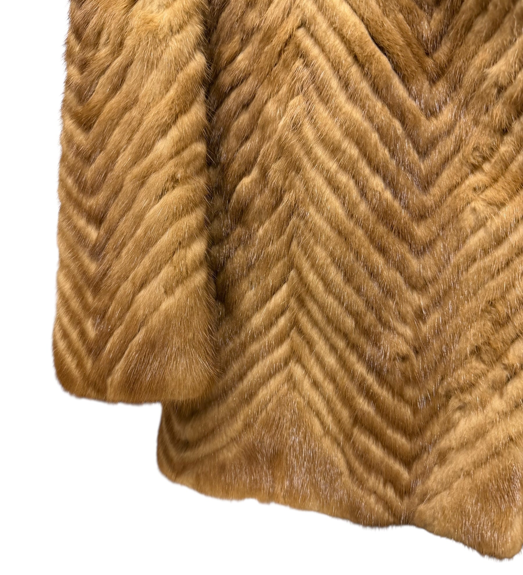 Vintage Light Brown Chevron Mink Fur Coat