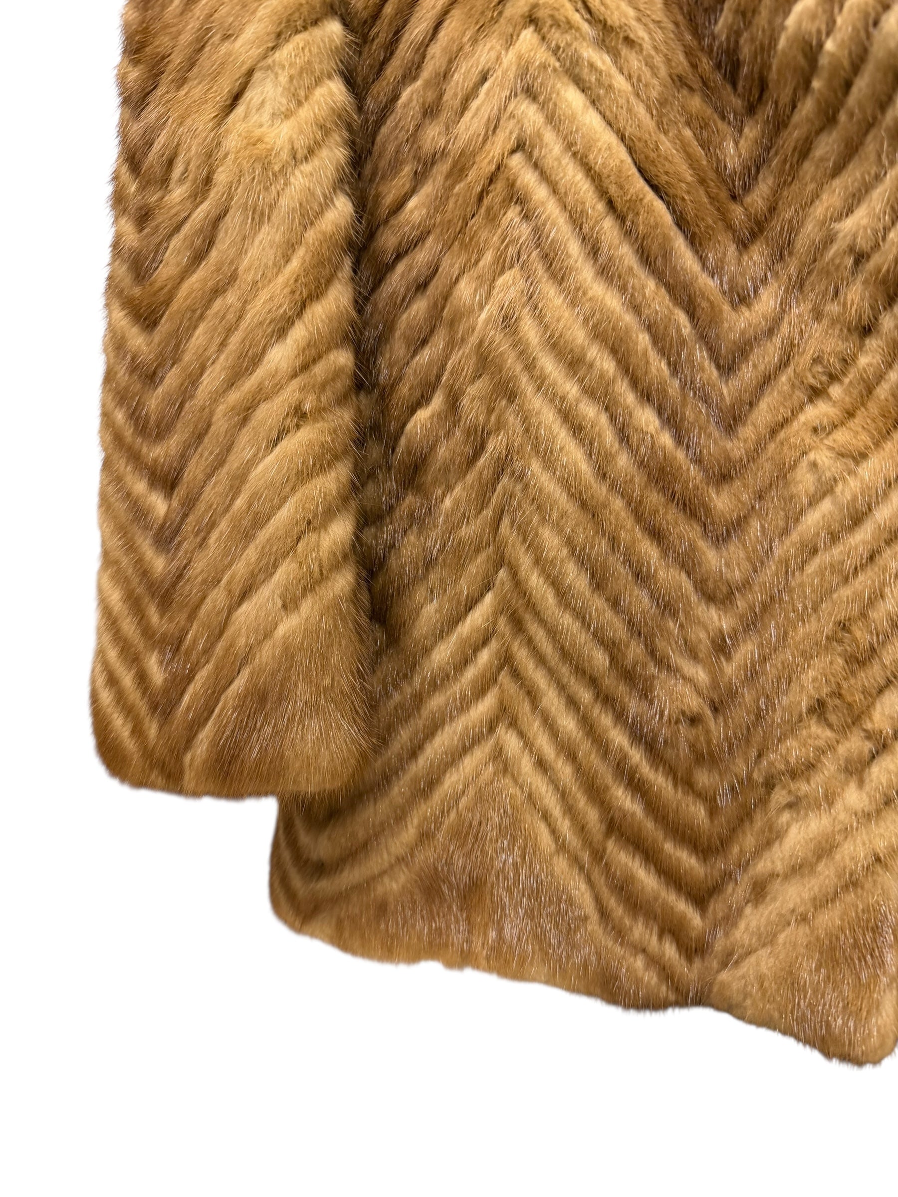 Vintage Light Brown Chevron Mink Fur Coat