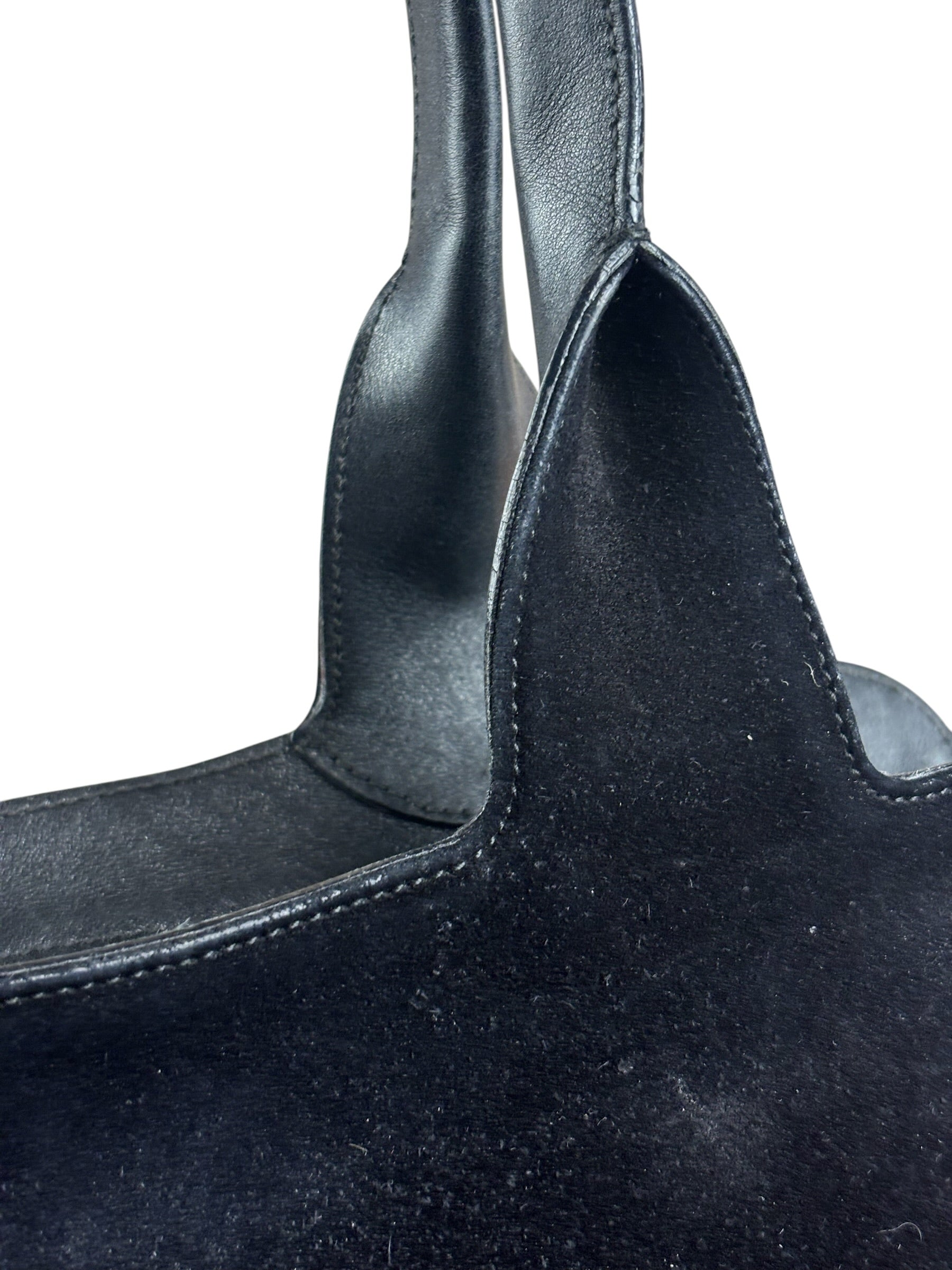 Salvatore Ferragamo Black Rabbit Fur Leather Trim Shoulder Bag